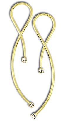 Brinco folheado a ouro de fio c/ strass R$ 15,00
